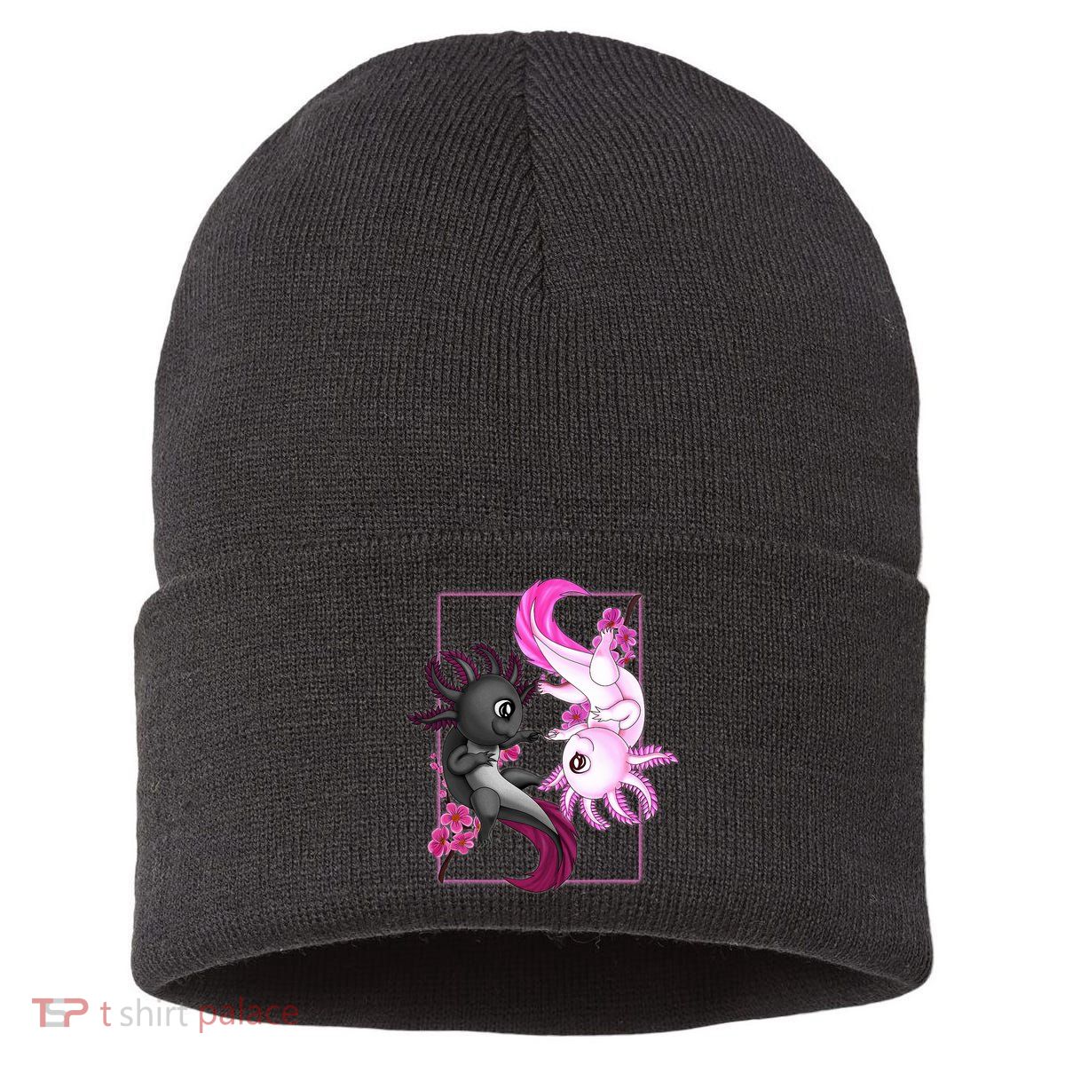 Cute Axolotl Yin Yang Plush Pets Cherry Blossom Sustainable Knit Beanie