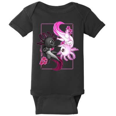Cute Axolotl Yin Yang Plush Pets Cherry Blossom Baby Bodysuit