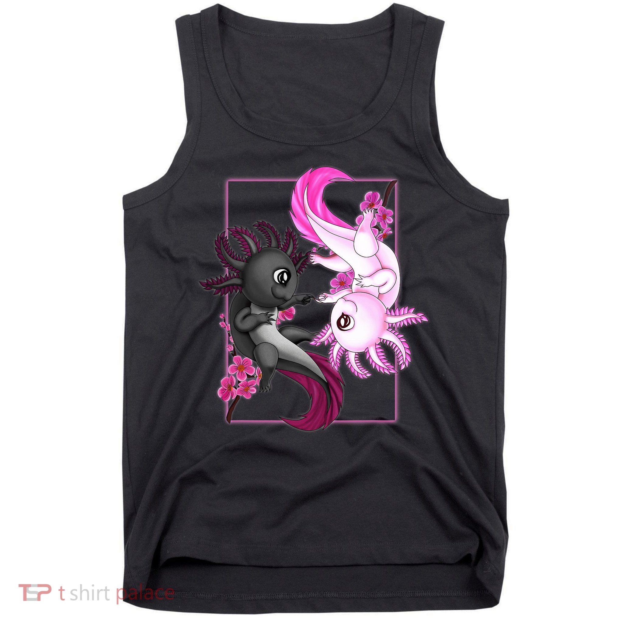 Cute Axolotl Yin Yang Plush Pets Cherry Blossom Tank Top