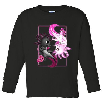 Cute Axolotl Yin Yang Plush Pets Cherry Blossom Toddler Long Sleeve Shirt