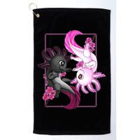 Cute Axolotl Yin Yang Plush Pets Cherry Blossom Golf Towel
