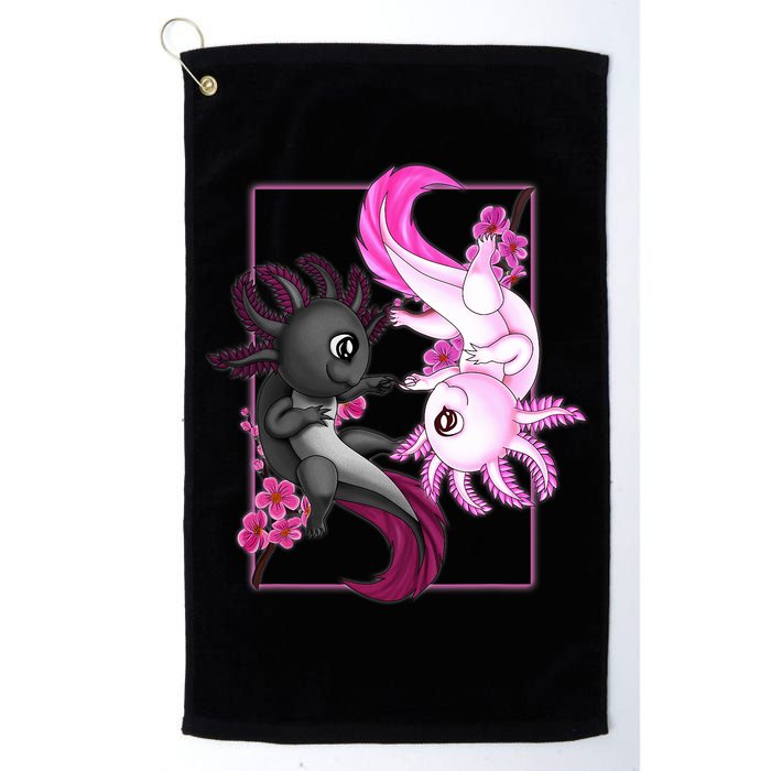 Cute Axolotl Yin Yang Plush Pets Cherry Blossom Golf Towel