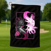 Cute Axolotl Yin Yang Plush Pets Cherry Blossom Golf Towel