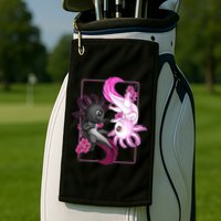 Cute Axolotl Yin Yang Plush Pets Cherry Blossom Golf Towel