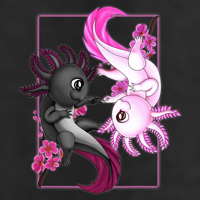 Cute Axolotl Yin Yang Plush Pets Cherry Blossom Golf Towel