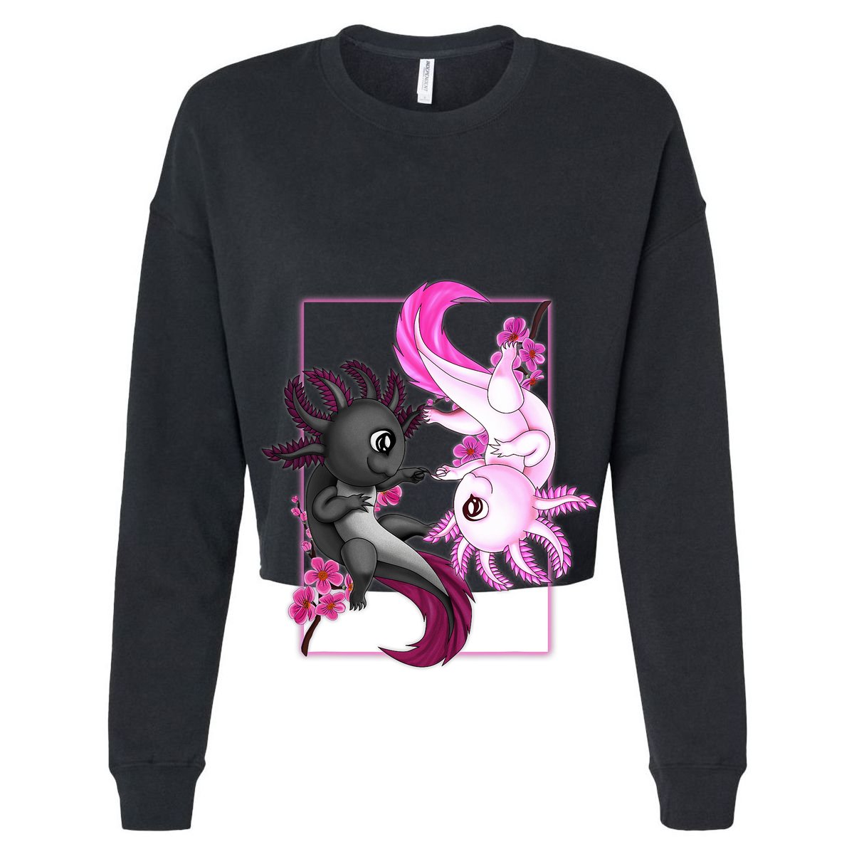 Cute Axolotl Yin Yang Plush Pets Cherry Blossom Women's Crop Top Tee