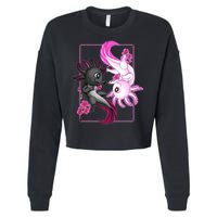 Cute Axolotl Yin Yang Plush Pets Cherry Blossom Cropped Pullover Crew