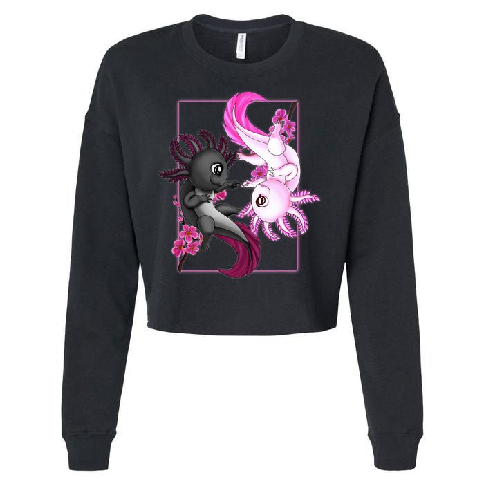 Cute Axolotl Yin Yang Plush Pets Cherry Blossom Cropped Pullover Crew