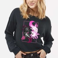 Cute Axolotl Yin Yang Plush Pets Cherry Blossom Cropped Pullover Crew