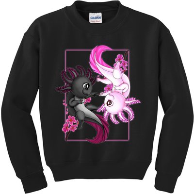 Cute Axolotl Yin Yang Plush Pets Cherry Blossom Kids Sweatshirt