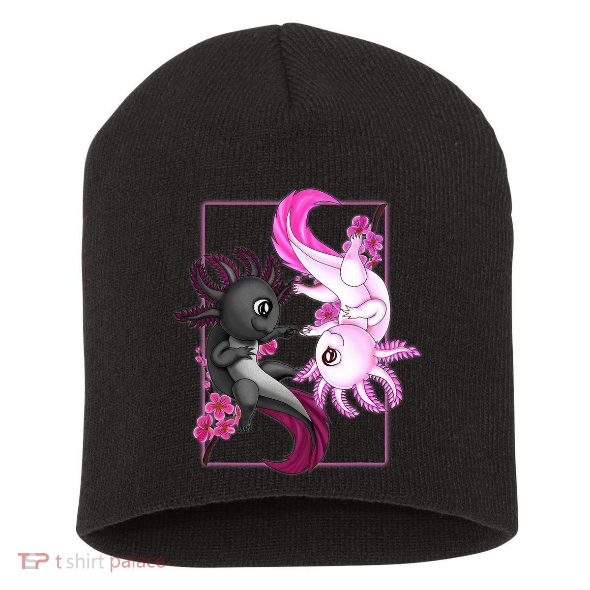 Cute Axolotl Yin Yang Plush Pets Cherry Blossom Short Acrylic Beanie