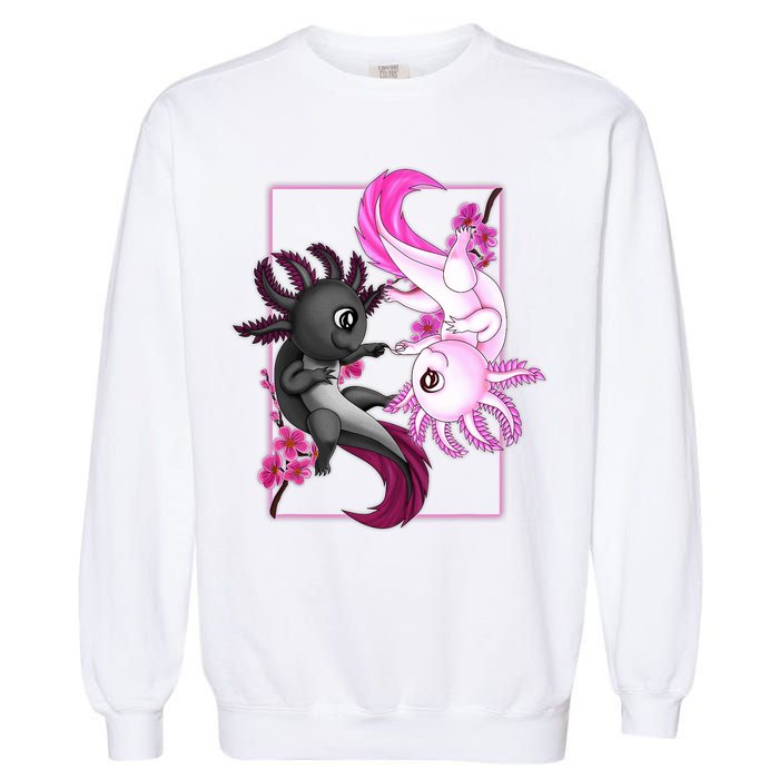 Cute Axolotl Yin Yang Plush Pets Cherry Blossom Garment-Dyed Sweatshirt