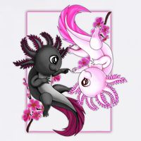 Cute Axolotl Yin Yang Plush Pets Cherry Blossom Garment-Dyed Sweatshirt