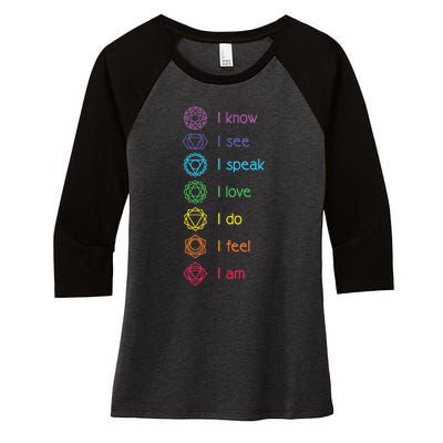 Chakra Alignt Yoga Meditation Spiritual Women's Tri-Blend 3/4-Sleeve Raglan Shirt