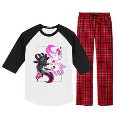 Cute Axolotl Yin Yang Plush Pets Cherry Blossom Raglan Sleeve Pajama Set