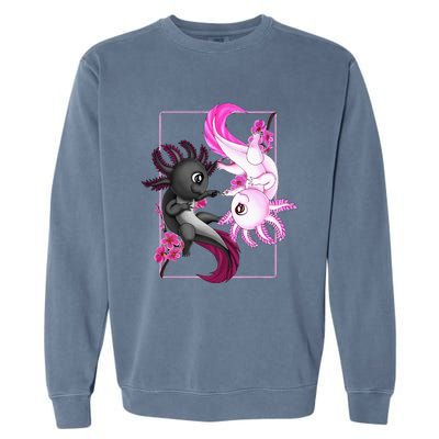 Cute Axolotl Yin Yang Plush Pets Cherry Blossom Garment-Dyed Sweatshirt