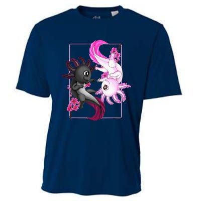 Cute Axolotl Yin Yang Plush Pets Cherry Blossom Cooling Performance Crew T-Shirt