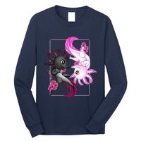 Cute Axolotl Yin Yang Plush Pets Cherry Blossom Long Sleeve Shirt