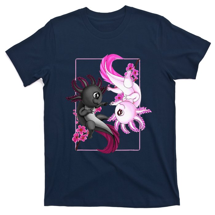 Cute Axolotl Yin Yang Plush Pets Cherry Blossom T-Shirt