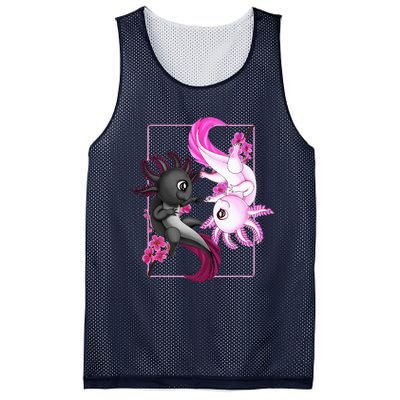 Cute Axolotl Yin Yang Plush Pets Cherry Blossom Mesh Reversible Basketball Jersey Tank