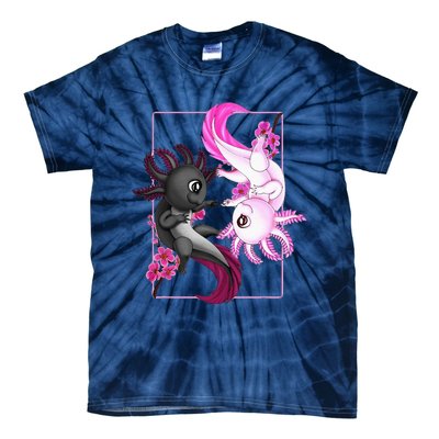 Cute Axolotl Yin Yang Plush Pets Cherry Blossom Tie-Dye T-Shirt