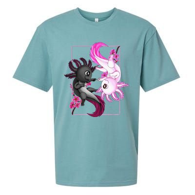 Cute Axolotl Yin Yang Plush Pets Cherry Blossom Sueded Cloud Jersey T-Shirt