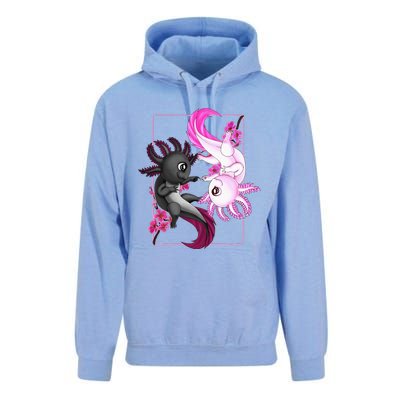 Cute Axolotl Yin Yang Plush Pets Cherry Blossom Unisex Surf Hoodie