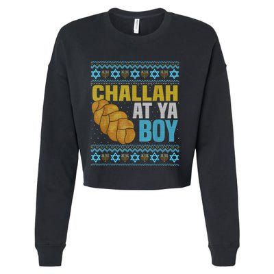 Challah At Ya  Funny Ugly Hanukkah Sweater Pajamas Shirt Cropped Pullover Crew