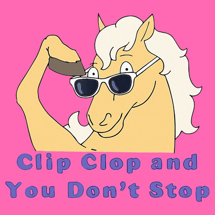 Clip-Clop And You Don't Stop Horse funny Stripe Pom Pom Beanie