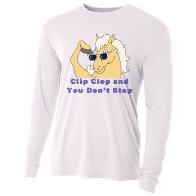 Clip-Clop And You Don't Stop Horse funny Cooling Performance Long Sleeve Crew