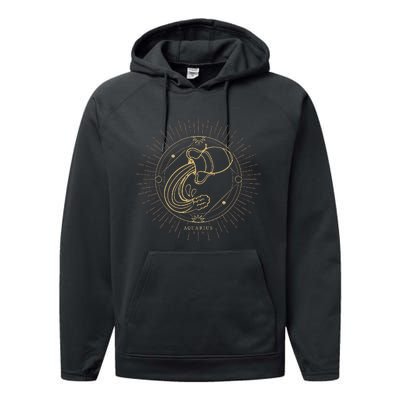 Celestial Aquarius Zodiac Sign November December Birthday Performance Fleece Hoodie