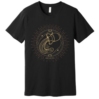 Celestial Aquarius Zodiac Sign November December Birthday Premium T-Shirt