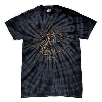 Celestial Aquarius Zodiac Sign November December Birthday Tie-Dye T-Shirt