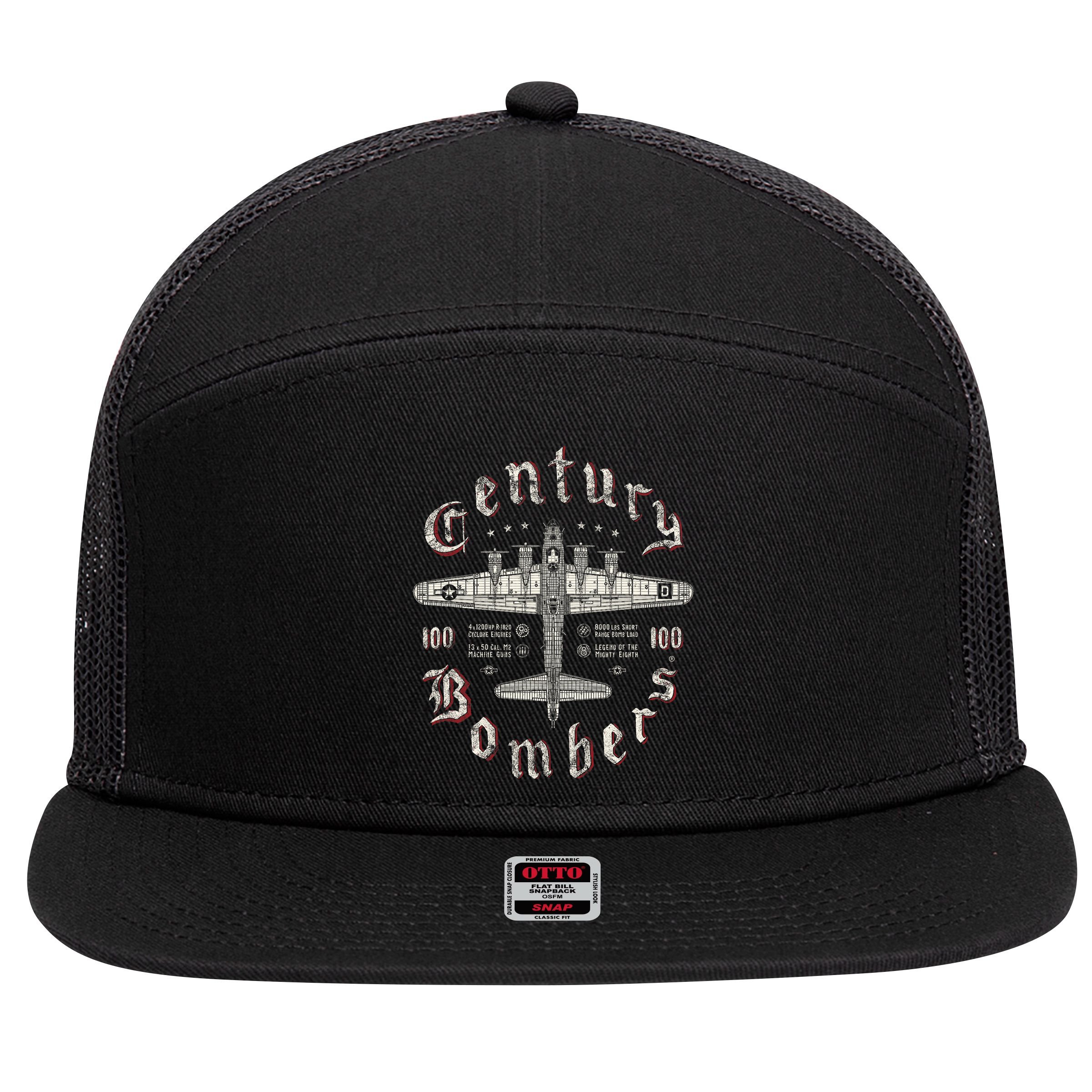 Century Bombers 100th Bomb Group B 17 7 Panel Mesh Trucker Snapback Hat