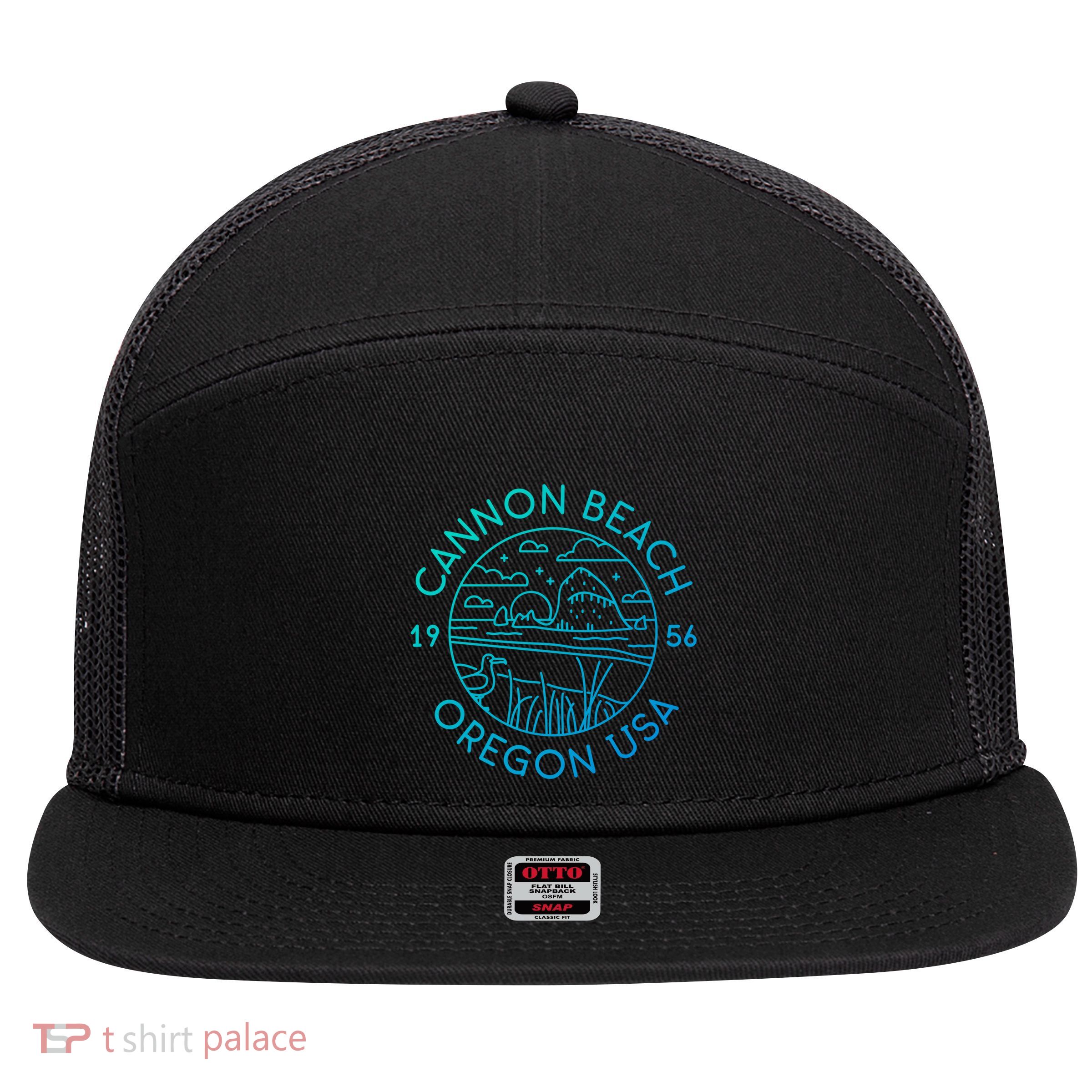 Cannon Beach 1956 Oregon Clatsop Gift 7 Panel Mesh Trucker Snapback Hat