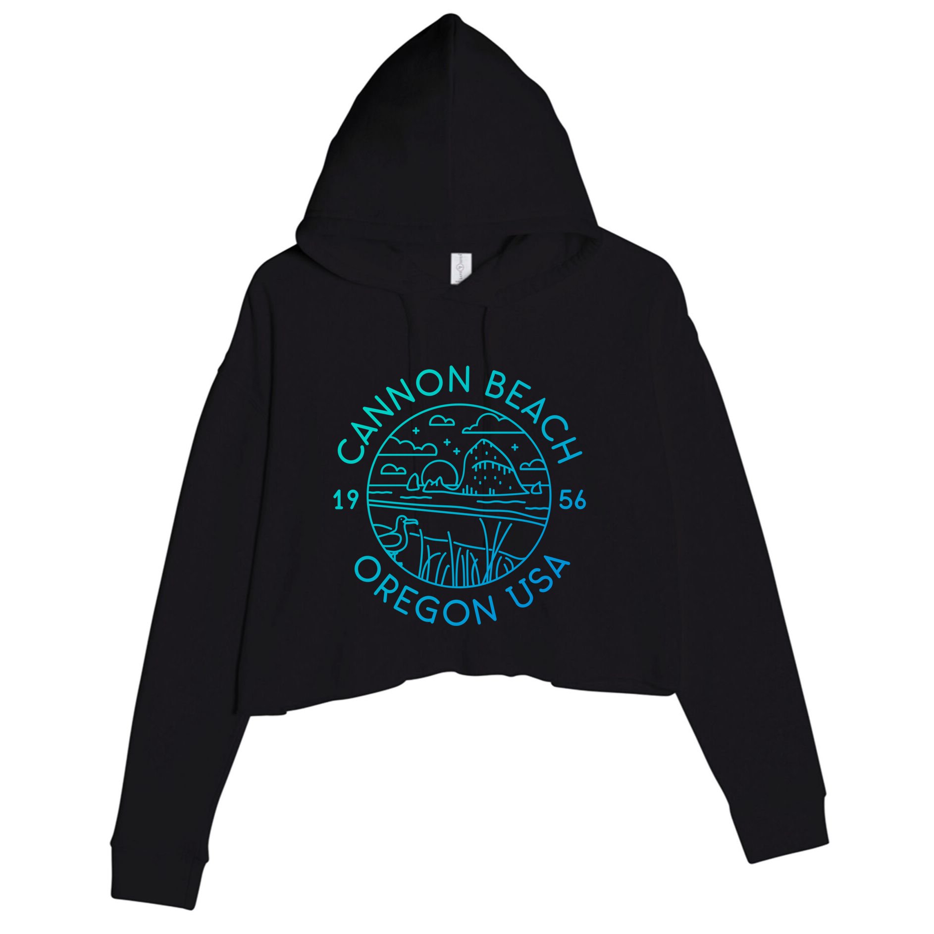 Cannon Beach 1956 Oregon Clatsop Gift Crop Fleece Hoodie