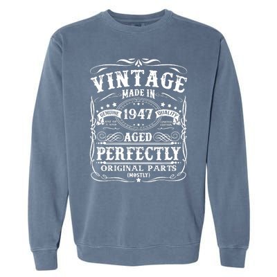 Classic Birthday 1947 Gift 75th Birthday Garment-Dyed Sweatshirt