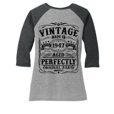 Classic Birthday 1947 Gift 75th Birthday Women's Tri-Blend 3/4-Sleeve Raglan Shirt