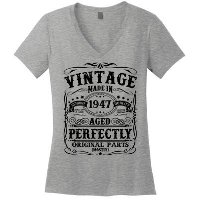 Classic Birthday 1947 Gift 75th Birthday Women's V-Neck T-Shirt