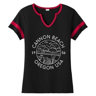 Cannon Beach 1956 Oregon Clatsop Ladies Halftime Notch Neck Tee