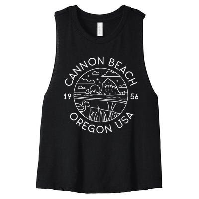 Cannon Beach 1956 Oregon Clatsop Women's Racerback Cropped Tank