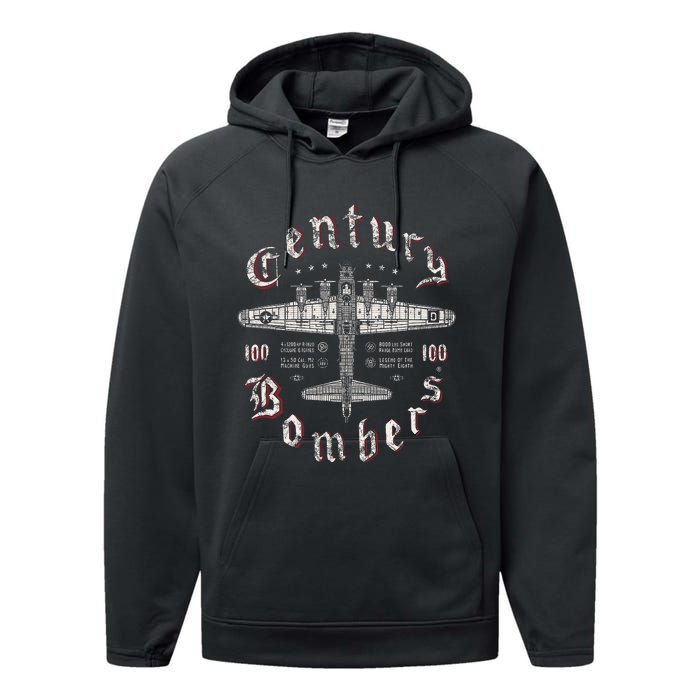 Century Bombers 100th Bomb Group B 17 Performance Fleece Hoodie