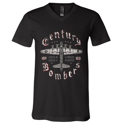 Century Bombers 100th Bomb Group B 17 V-Neck T-Shirt