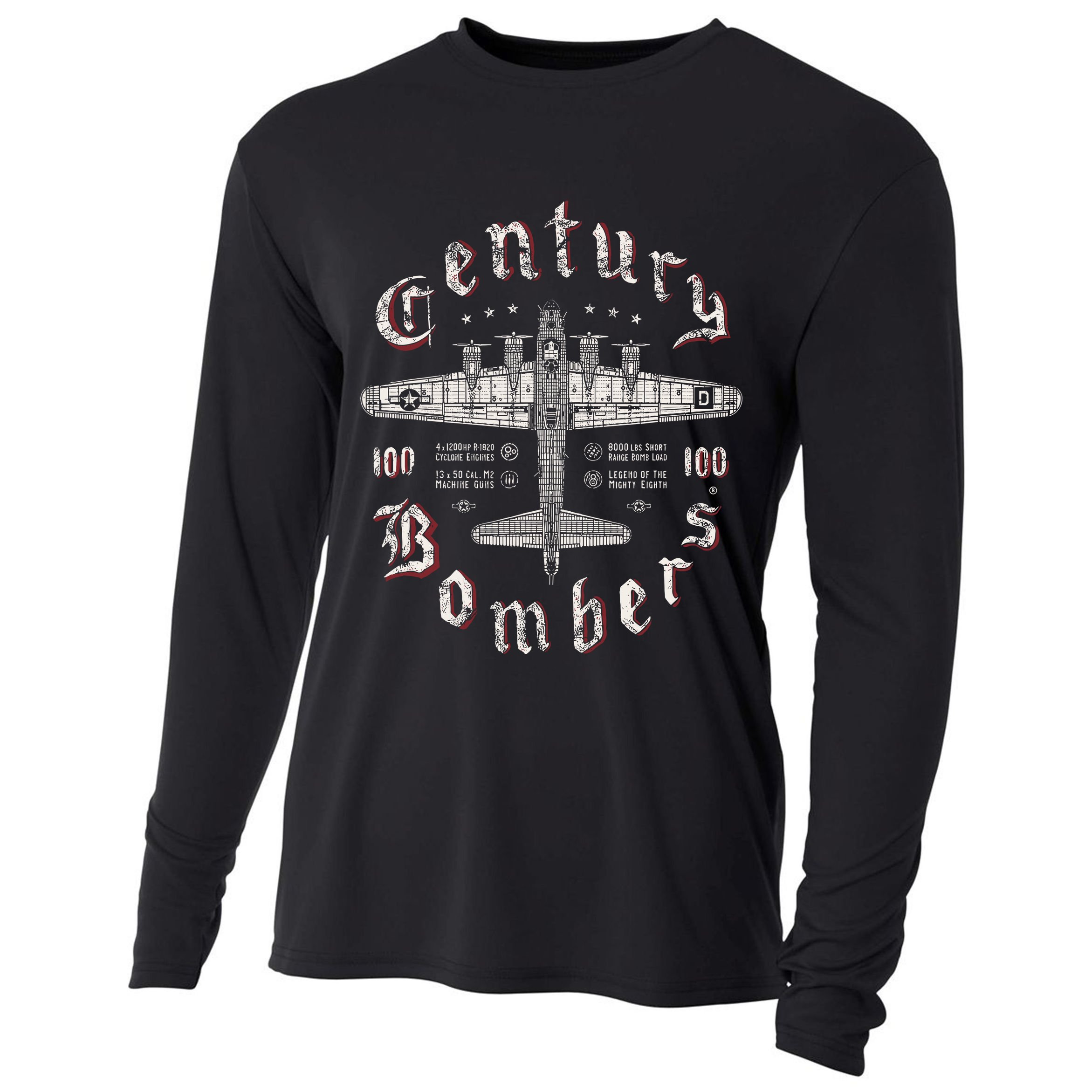 Century Bombers 100th Bomb Group B 17 Cooling Performance Long Sleeve Crew