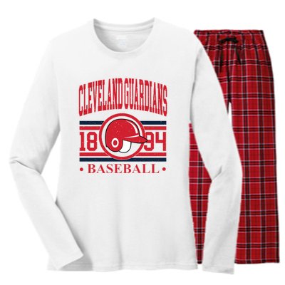 Cleveland Baseball 1894 Team Supporter Women's Long Sleeve Flannel Pajama Set 