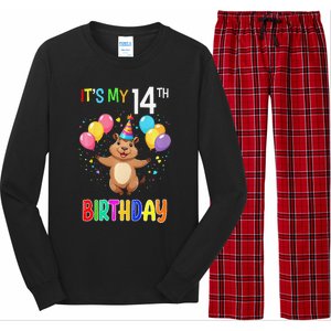 Capybara Birthday 14 Birthday Party 14th Birthday Long Sleeve Pajama Set