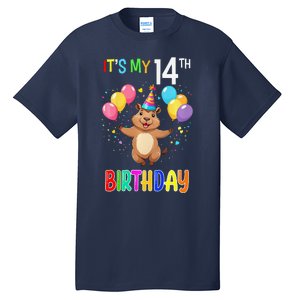 Capybara Birthday 14 Birthday Party 14th Birthday Tall T-Shirt