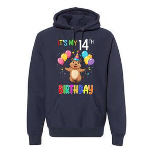 Capybara Birthday 14 Birthday Party 14th Birthday Premium Hoodie