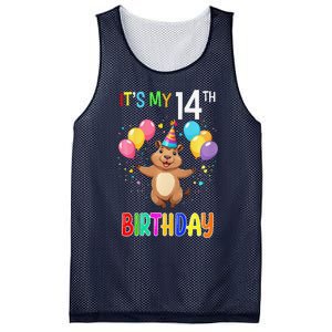 Capybara Birthday 14 Birthday Party 14th Birthday Mesh Reversible Basketball Jersey Tank