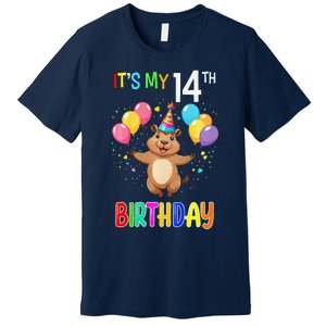 Capybara Birthday 14 Birthday Party 14th Birthday Premium T-Shirt